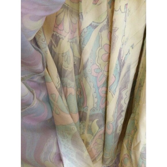 Boho Fairy pastel Maxi Dress Floral Accents Asymmetrical Flowy Hem Size XL - Picture 8 of 12